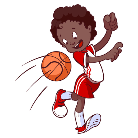 ドッジボールで遊ぶ元気な子です 漫画のベクトル図です のイラスト素材 ベクタ Image