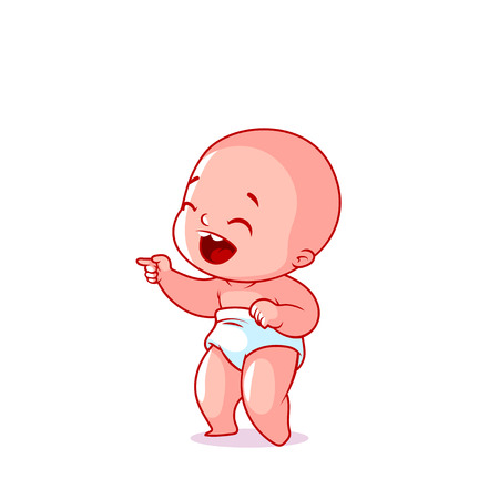 Tres Joli Petit Bebe Dans La Couche Personnage De Dessin Anime Drole Illustration Vectorielle Isolee Sur Fond Blanc Clip Art Libres De Droits Vecteurs Et Illustration Image