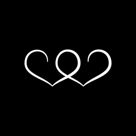 Herz Zwei Weiss Lokalisierte Ikone Der Romantik Liebe Auf Schwarzem Hintergrund Einfarbiges Symbol Des Valentinstags Schablone Fur T Shirt Kleid Karte Plakat Gestaltungselement Vektor Illustration Lizenzfrei Nutzbare Vektorgrafiken Clip Arts