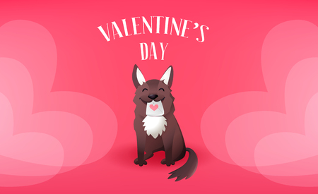 happy valentines day card with cute dog and love letter on pink background stock vector - Dog Valentines Day Cards happy valentines day card with cute dog and love letter on pink background stock vector - Dog Valentines Day Cards