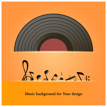 ビニール レコードやコンパクト ディスク音楽ノートのイラスト手描きスタイルのイラスト素材 ベクタ Image