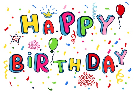 Happy birthday poster. Rainbow color letters .