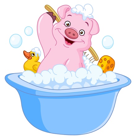 pig fare un bagno archivio fotografico