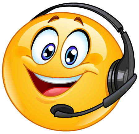 Costumer support emoticon with headset Vector Illustration