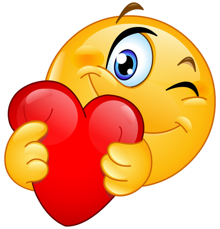 Szczęśliwy Emotikon Emoji Przytulający Czerwone Serce SVG