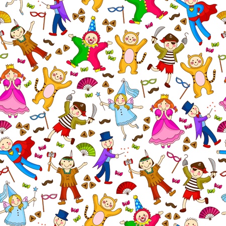 Seamless pattern with kids wearing costumes Stock Photo