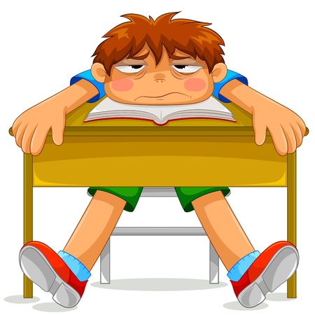 Student sitting in the class looking bored and depressed