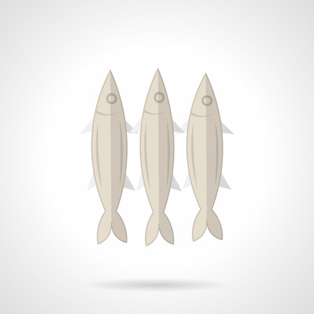 flat color vector icon for three gray sardines for seafood menu