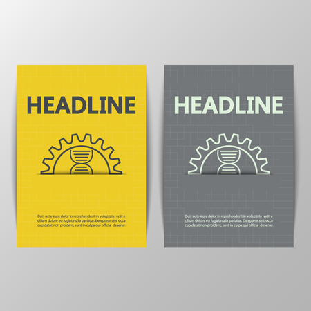 set of flyers with big circle lines and dot simple line flat simple flyers design