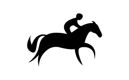簡単な馬のレース 馬術スポーツ 競走馬騎手のシルエット ジャンプ 2 番目のステップ のイラスト素材 ベクタ Image