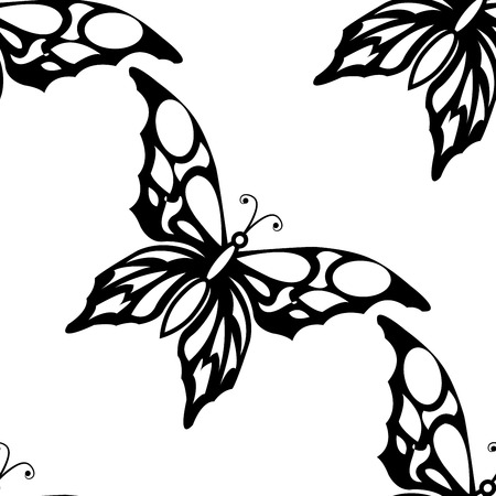butterfly: nền trắng liền mạch với bướm đen