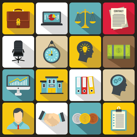 dolar: Banking icons set in flat style. Money, finance elements set collection vector illustration