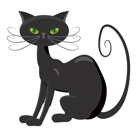 Black cat icon. Cartoon illustration of black cat vector icon for web