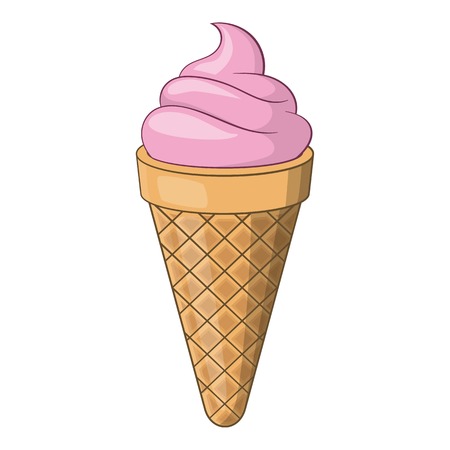 pink ice cream cone icon cartoon illustration of ice cream vector