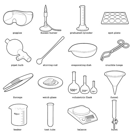chemical laboratory tools icons set outline style stock vector 79865299