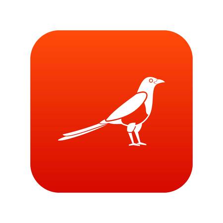 Bird Magpie Icon Digital Red For Any Design Isolated On White Vector Illustration