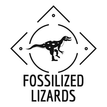 化石化したトカゲのロゴ ウェブ用化石トカゲベクトルロゴの簡単なイラスト のイラスト素材 ベクタ Image