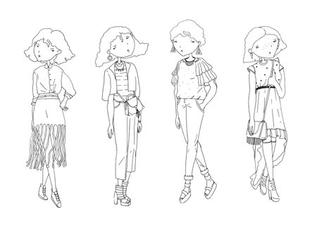 ベクトルのファッションの女の子を設定します 手は バッグ 靴 カジュアルな服で美しい色の女の子とクリエイティブ イラスト を描いた 落書きスタイルの白いスケッチ上に分離 かわいい女の子の文字 のイラスト素材 ベクタ Image ベクトルのファッションの女の子を設定します 手は バッグ 靴 カジュアルな服で美しい色の女の子とクリエイティブ イラスト を描いた 落書きスタイルの白いスケッチ上に分離 かわいい女の子の文字 のイラスト素材 ベクタ Image