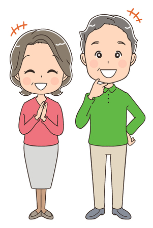 幸せな老夫婦のイラスト素材 ベクタ Image