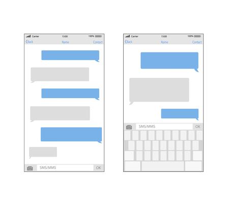 Smartphone chatting sms template bubbles. Place your own text to the message clouds. Stock Illustratie