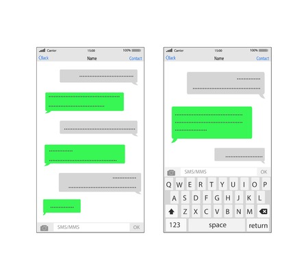 Smartphone chatting sms template bubbles. Place your own text to the message clouds. Stock Illustratie