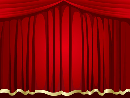 Red curtains background Vector - 32023594