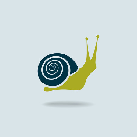 Snail symbol isolated on blue background.