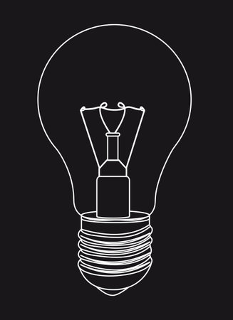 黒の背景上のシルエットの電球 のイラスト素材 ベクタ Image 黒の背景上のシルエットの電球 のイラスト素材 ベクタ Image