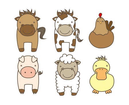 farm animals over white background. vector illustration Vector Illustration
