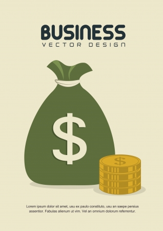 Bag of gold coins: business icon over beige background vector illustration Hình minh hoạ