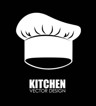 Kitchen Chef Hat Design Over Black Background Illustration Royalty