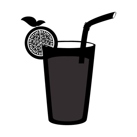 シルエット モノクロぼやけてわらベクトル図とドリンクのイラスト素材 ベクタ Image