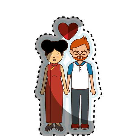 かわいい恋人カップル民族ベクトル イラスト デザインのイラスト素材 ベクタ Image