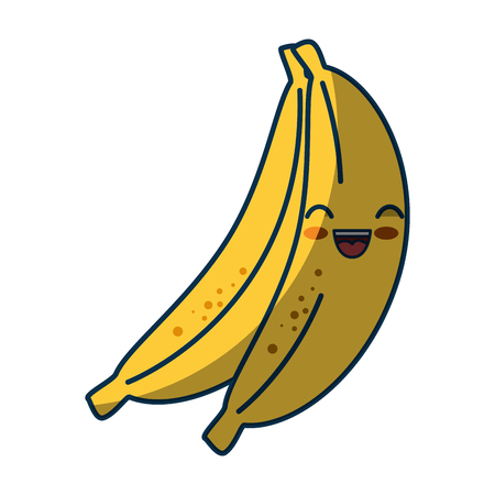 かわいいバナナ フルーツ アイコン白背景の上 カラフルなデザイン ベクトル図のイラスト素材 ベクタ Image