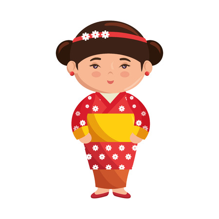 かわいい日本人の女の子漫画アイコン ベクトル イラスト グラフィック デザイン のイラスト素材 ベクタ Image
