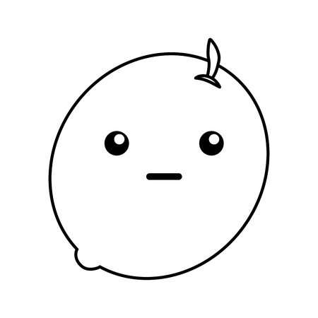 かわいいライン アイコン レモン漫画ベクトル グラフィック デザイン のイラスト素材 ベクタ Image