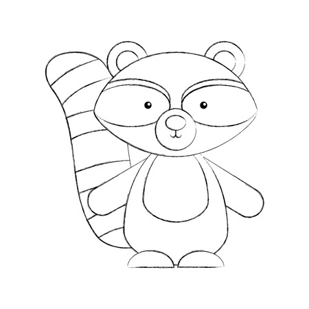 animal raccoon cartoon icon vector illustration design draw royalty