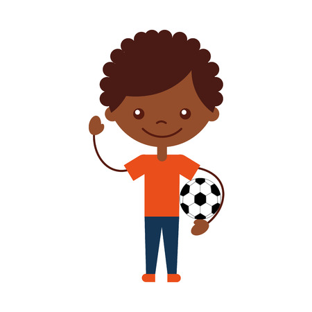 かわいいアフリカ少年サッカー風船空気文字アイコン ベクトル イラスト デザイン のイラスト素材 ベクタ Image
