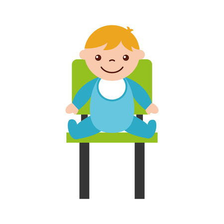 かわいい男の子の赤ちゃん椅子アバター文字ベクトル イラスト デザインの上に座って のイラスト素材 ベクタ Image