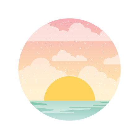 おしゃれシースケープ夏アイコン ベクトル イラスト デザインのイラスト素材 ベクタ Image