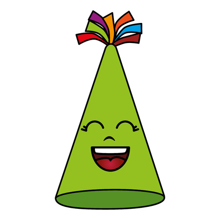party hat kawaii character vector illustration design