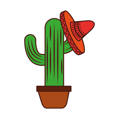 鉢植えサボテンとメキシコの帽子の装飾ベクトルイラストのイラスト素材 ベクタ Image 鉢植えサボテンとメキシコの帽子の装飾ベクトルイラストのイラスト素材 ベクタ Image