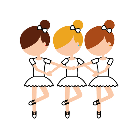 3 人の女の子のダンスのバレエ クラシック練習ベクトル イラスト のイラスト素材 ベクタ Image