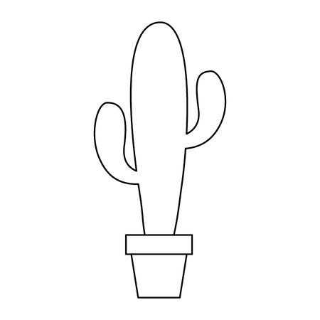 鉢植えサボテン植物自然装飾インテリアベクトルイラストグリーンラインのイラスト素材 ベクタ Image