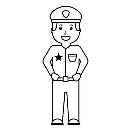 警官顔幸せな権威キャラクターベクトルイラストアウトライン画像のイラスト素材 ベクタ Image