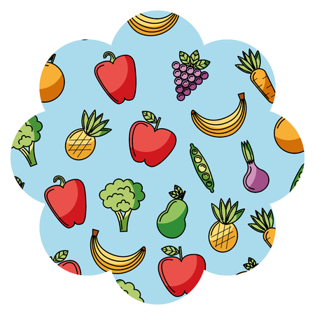 果物や野菜模様ベクトルイラストデザインのフレーム のイラスト素材 ベクタ Image