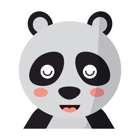 赤ちゃんパンダの顔アイコン 赤ちゃんパンダ アジアのクマ かわいいパンダ 肯定的なパンダ 白い背景の上のパンダ頭を分離しました パンダ頭のシルエットの イラスト素材 ベクタ Image