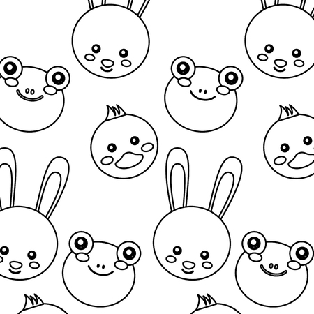 カエルアヒルウサギウサギかわいい動物パターン画像ベクトルイラストデザインのイラスト素材 ベクタ Image 93452516