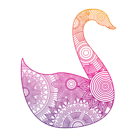 白鳥ベクトルイラストで大人の着色ページのために描かれた手のイラスト素材 ベクタ Image