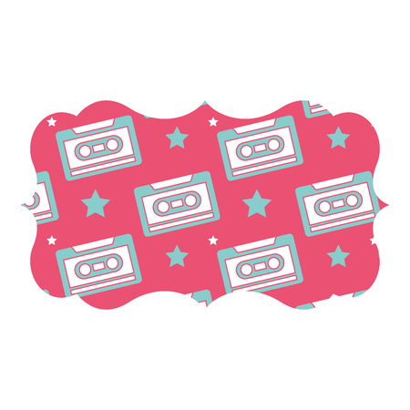 ステッカー レトロカセットテープレコーダー 音楽ベクトルイラストピンク背景 のイラスト素材 ベクタ Image